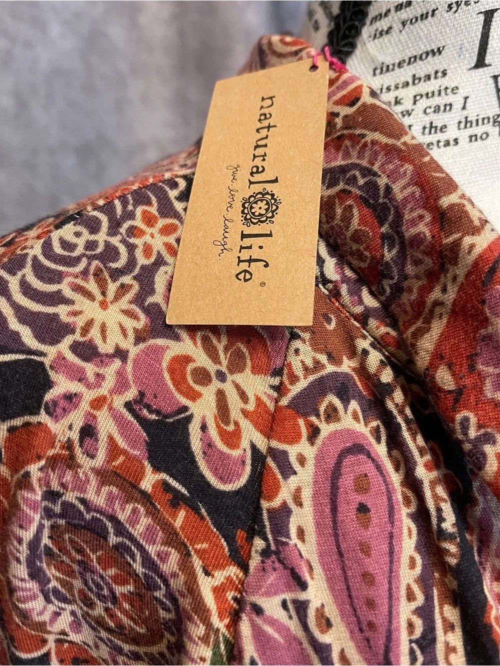 NATURAL LIFE Paisley Print Dress in Rust, Olive, and Blush NWT XL - Picture 4 of 6
